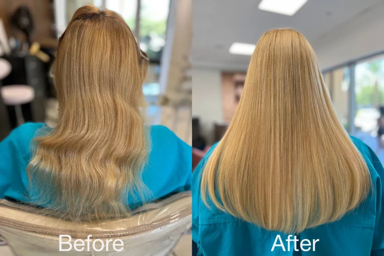 hot fusion hair extensions result - before and after. made by lawa salon stylists